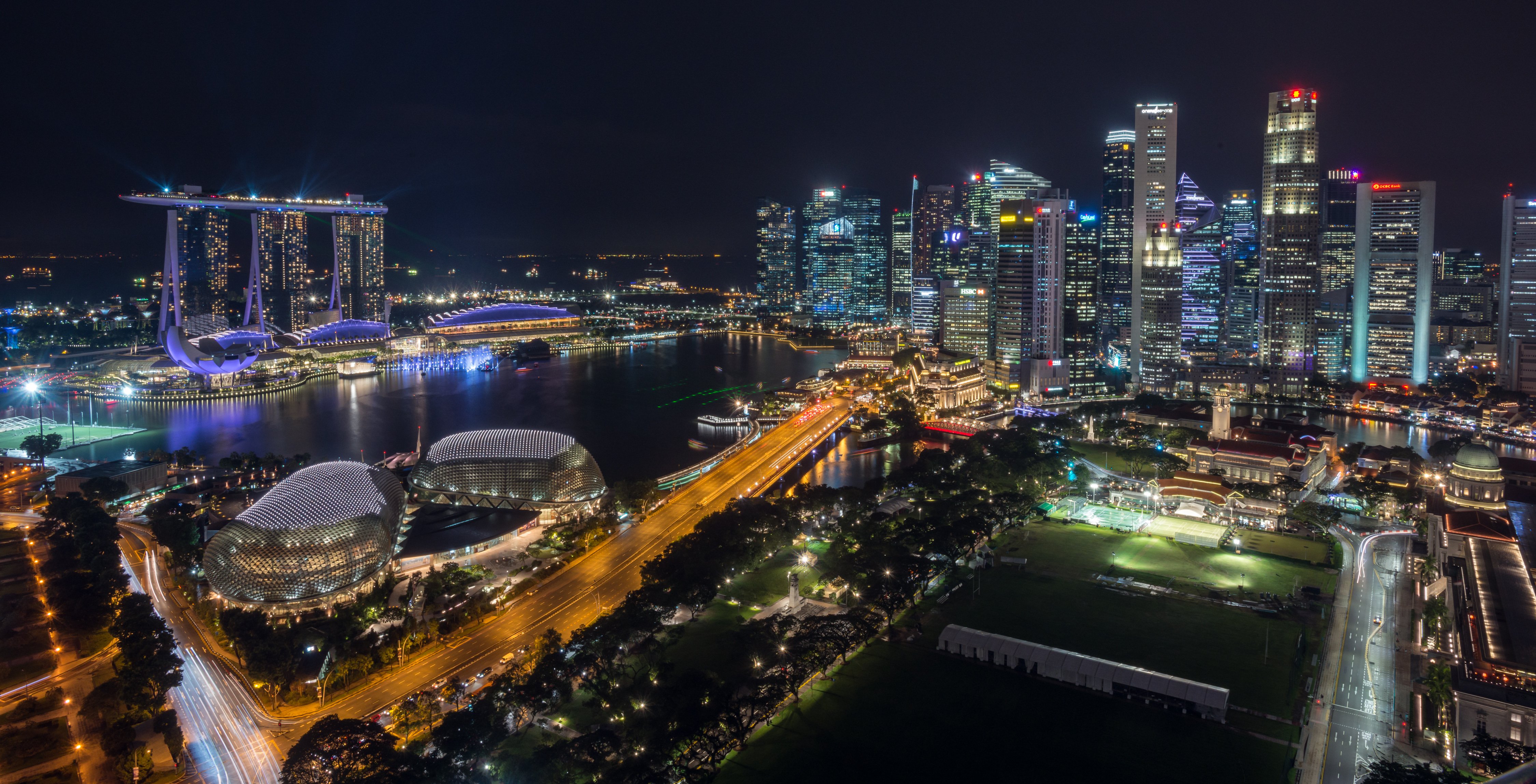 Singapore skyline at night